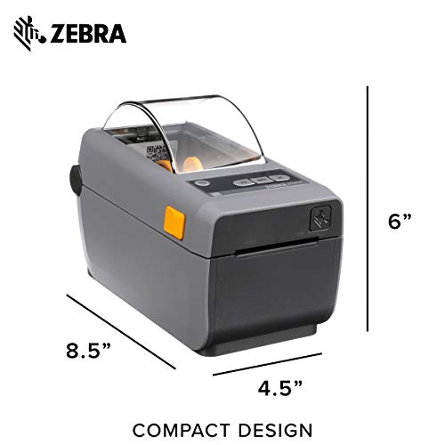Zebra ZD410 Direct Thermal Printer Plus 2.25 X 1.25 in Z-Perform 2000D Thermal Labels Print Width of 2 in USB Bluetooth 1 in Core Labels 6 Rolls