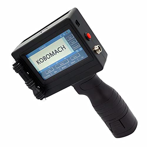 KOBOMACH Portable Handheld Inkjet Printer Gun with Detailed English Manual for Multi-Function to Quick-Dry Print (Bar Code QR Code Label Picture Date) on (PVC PET Wood Cloth Glass Metal)