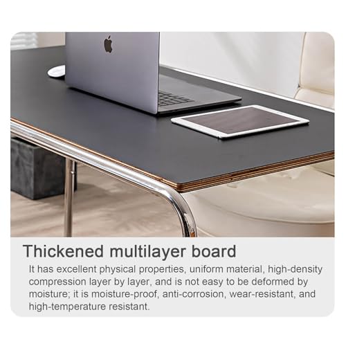 SUBVERS Modern Simple Computer Desk with Stainless Steel Table Stand - White (130x65x75cm)