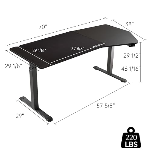 EUREKA ERGONOMIC Electric Standing Desk Adjustable Height (70" x 30") Dual Motor, Memory Presets, Smoked Wood