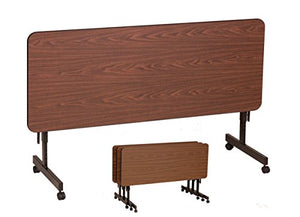 Correll EconoLine Flip Top Table, 24" x 48", Adjustable Height, Walnut Melamine Top
