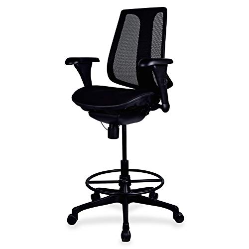 Lorell 20991 Posture Lock Mesh Back Sitting Stool, 51" x 26.6" x 25", Black