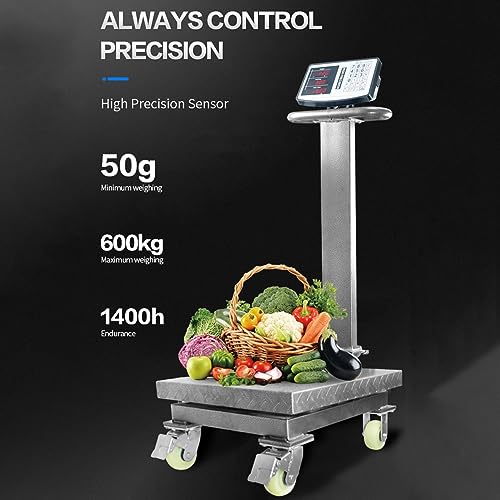 KDFWYDS Industrial Shipping Scale with Wheels - 1000kg/500g, Black