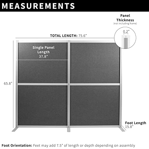 VIVO Modular Wall System with 2 PET Panels, 66" High, Dark Gray - PP-MWS63D