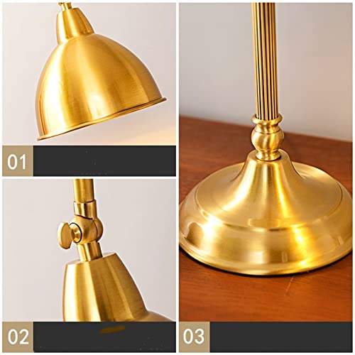 Copper Desk Lamp Retro Bedroom Bedside Lamp 58cm Vintage Nightstand Lamps