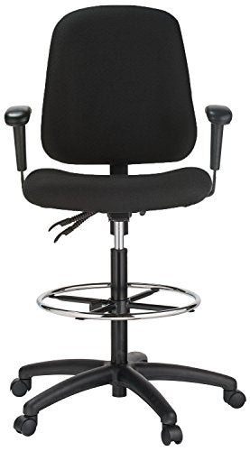 Harwick Ergonomic Contoured Drafting Chair With Arms - Black