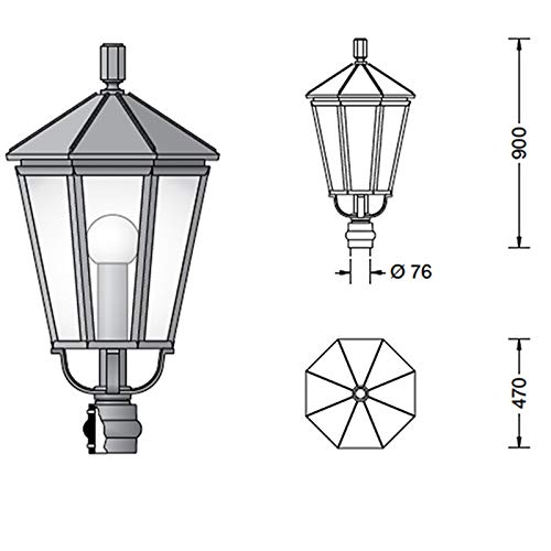 BEGA BOOM Anthracite head-post luminaire for LED with opal glass cover