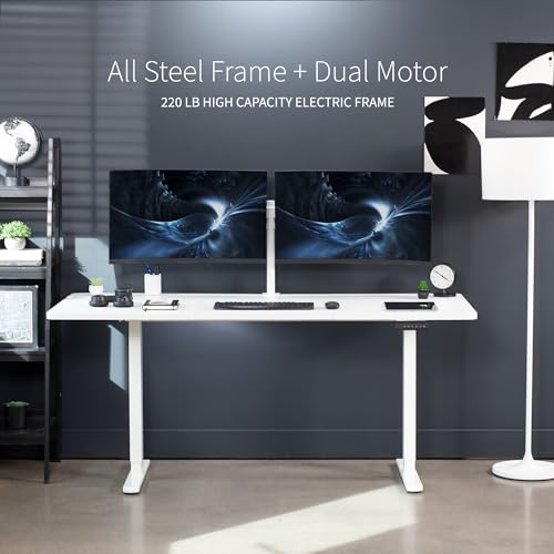 VIVO Electric Height Adjustable Stand Up Desk, White, 71 x 30 inch, Dual Motor Frame, E2B Series