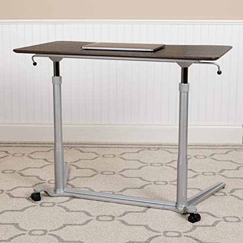 Flash Furniture Sit-Down, Stand-Up Dark Wood Grain Computer Ergonomic Desk with 37.375"W Top (Adjustable Range 29" - 40.75")