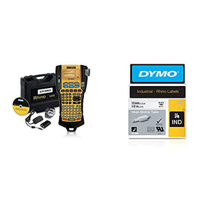 DYMO PhinoPRO 5200 Industrial Label Maker Carry Case with 2 Labels Rolls & DYMO Industrial Heat Shrink Tubes, ½”, Black Print on White, Great for School Supplies