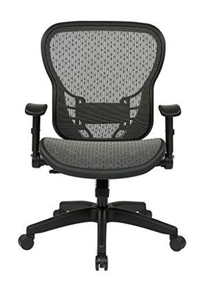 SPACE Seating R2 SpaceGrid Seat and Back, 2-to-1 Synchro Tilt Control, Adjustable Flip Arms, Nylon Base Adjustable Managers Chair, Black