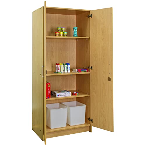 Tot Mate 30'' Wide 4 Compartment Teacher Storage Double-Door Tall Cabinet (Maple)