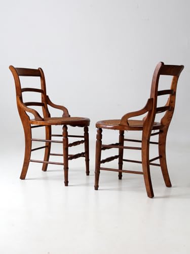 Lschool Antique Victorian Cane Seat Chairs Pair