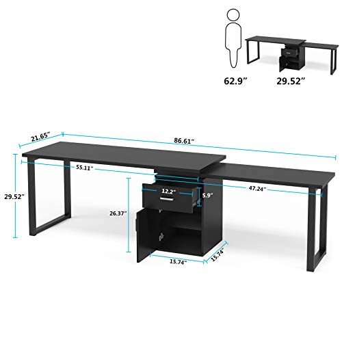Tribesigns L-Shaped Computer Desk with Storage Cabinet, 55 Inch Large Rotating Corner Office Desk with Drawer, Modern Writing Study Executive Workstation Table for Home Office (Black)