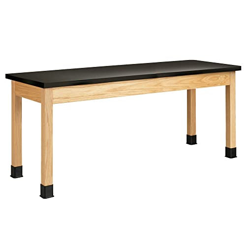 Diversified Woodcrafts Science Lab Table, 72" x 36" x 30", Black ChemGuard Top, Solid Oak Finish, USA Made