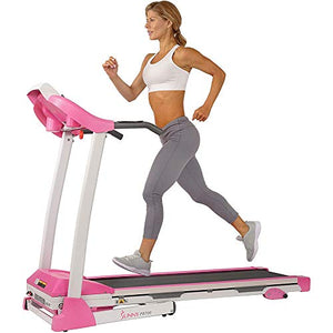 Sunny Health and Fitness p8700 Pink Treadmill with Manual Incline and LCD Display Bundle with Deco Gear Home Gym 7-Piece Fitness Kit and Workout Cooling Sport Towel