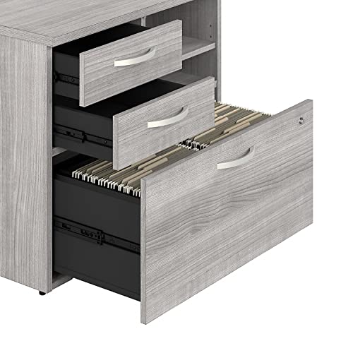 Bush Business Furniture Studio A 26-inch Office Storage Cabinet with 2 Shelves and Drawers, Platinum Gray by Bush Business Furniture