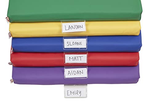 ECR4Kids 2" Thick Rainbow Rest Nap Mats with Name Tag Holder, Blue (5-Pack)