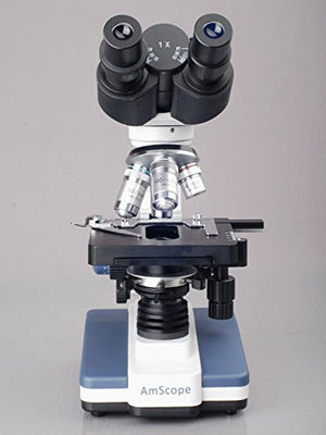 AmScope B120A Siedentopf Binocular Compound Microscope, 40X-1600X Magnification, Brightfield, LED Illumination, Abbe Condenser, Double-Layer Mechanical Stage