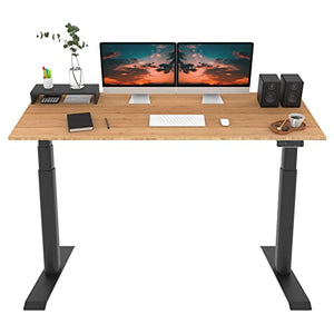 FLEXISPOT E8 Dual Motor Bamboo Electric Standing Desk 78x30 Inch - Black Frame + Bamboo Desktop