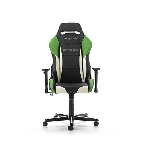 DXRacer Drifting Series OH/DM61/NWE Racing Seat Office Chair Gaming Ergonomic Adjustable Computer Chair with - Included Head and Lumbar Support Pillows (Black, White, Green)