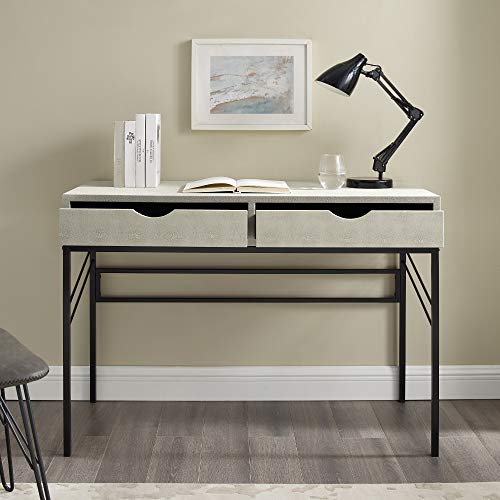 Walker Edison 2 Drawer Modern Wood and Metal Computer Writing Desk Home Office Workstation Small 44 Inch, Off White
