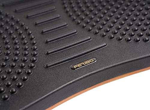 FEZIBO Electric Standing Desk with Drawer, 55 x 24 inches Splice Board | Anti Fatigue Mat Wooden Wobble Balance Board (Medium, Obsidian Black)