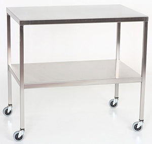 MID-CENTRAL MEDICAL Stainless Steel Instrument Table 36"L x 20"W x 34"H with Shelf