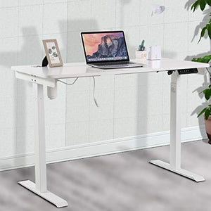 Amposei Electric Standing Desk Height Adjustable Sit Stand Desk, 48 x 24 Inches Stand Up Home Office Workstation Computer Tabletop with 4 Memory Buttons - White