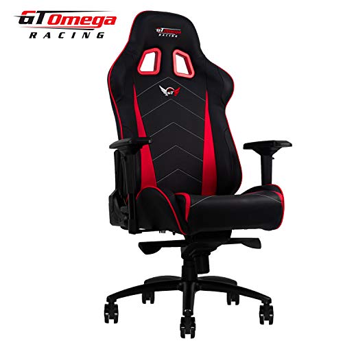 GT OMEGA PRO XL Racing Gaming Chair with Lumbar Support - Ergonomic PVC Leather Office Chair with 4D Adjustable Armrest & Recliner - Esport Seat for Ultimate Gaming Experience - Black Next Red
