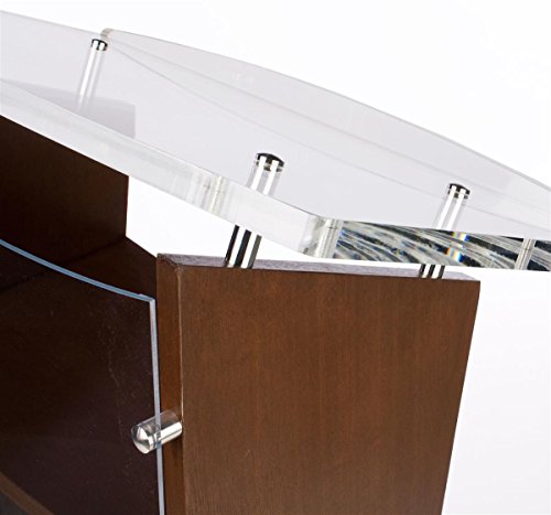 Displays2go Podium with Acrylic Panel & Silver Accents, Mahogany Finished Side Panels (CVWDLCTBM)