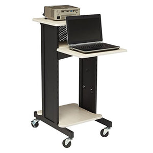 Oklahoma Sound PRC200 Premium Presentation Cart, Ivory Woodgrain/Black, 18"x40.5"x30