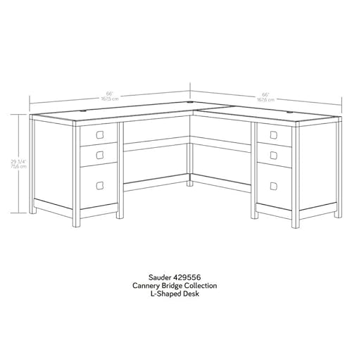 Sauder L-Shaped Desk with 6 Storage Drawers, Sindoori Mango Finish