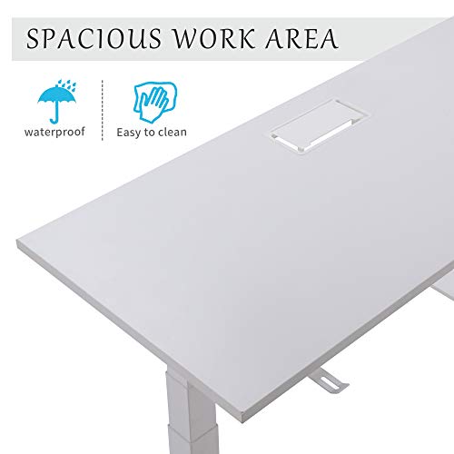 Knocbel Electric Lifting Computer Table Standing Desk, 24.6" to 49.2" Height Adjustable Home Office Workstation Writing Table, 250lbs Weight Capacity (White)