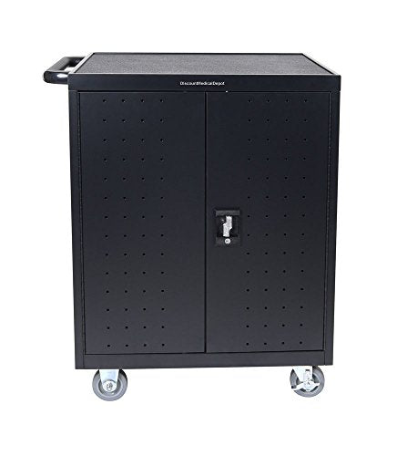 DMD Deluxe Mobile Charging and Storage Cart, Holds 32 Devices with up to 17" Display, Multiple iPad, Tablet, Laptop, Notebook and Chromebook Charging Station / Security Cabinet with Timer