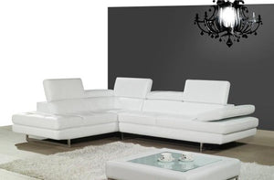 J&M Furniture 178551-LHFC A761 Italian Leather Sectional White LHFC