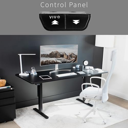 VIVO Electric Height Adjustable Stand Up Desk 71x30 - Black Table Top, Black Frame