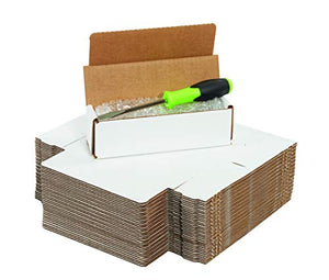 BOX USA Corrugated Cardboard Mailers, 17 x 6 x 6 Inches, Tuck Top One-Piece, Die-Cut Shipping Cartons, Large White Mailing Boxes (Pack of 50)