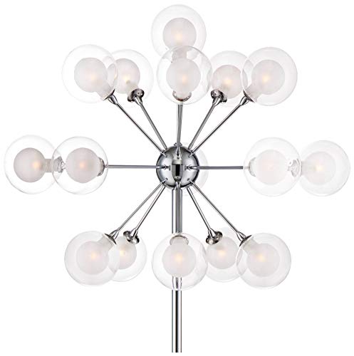 Mid Century Modern Floor Lamp Sputnik Style 16-Light Chrome Opal Glass Orbs for Living Room Reading Bedroom - Possini Euro Design