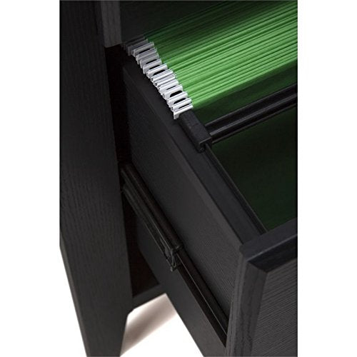 kathy ireland Home by Bush Furniture Connecticut 60W L Desk in Black Suede Oak