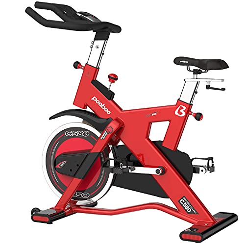 pooboo Exercise Bike, Indoor Cycling Bike Stationary with 40 Lbs Flywheel Belt Drive Quiet & Smooth with LCD Display Pad Mount for Home Cardio Workout