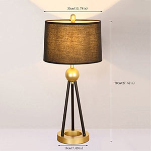 VejiA Modern Iron Desk Lamp with Cloth Shade and Golden Triangle Base