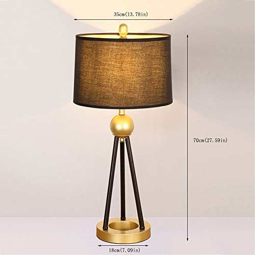 VejiA Modern Iron Desk Lamp with Cloth Shade and Golden Triangle Base