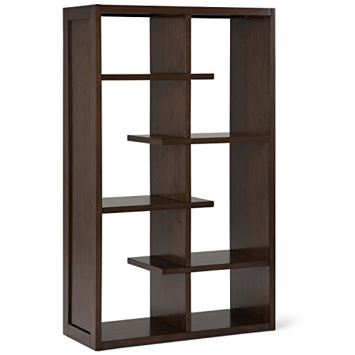 Simpli Home AXCCMD-12-NAB Camden Solid Wood 60 inch x 36 inch Industrial Bookcase in Natural Aged Brown