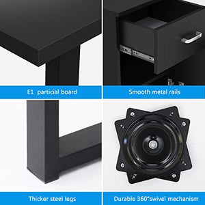 Tribesigns Reversible L Shaped Corner Computer Desk with Storage File Cabinet, 55 inch Rotating Standing Executive Office Study Writing Desk Table Workstation with Drawers for Home Office (Black)
