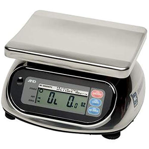 A&D Engineering SK-2000WP Stainless Steel Washdown Scale, NTEP Approved, 2,000g Capacity, 1.0g Increments