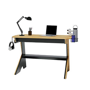 Techni Mobili Home Office Computer Writing Desk Workstation with Two Cupholders and a Headphone Hook-Pine