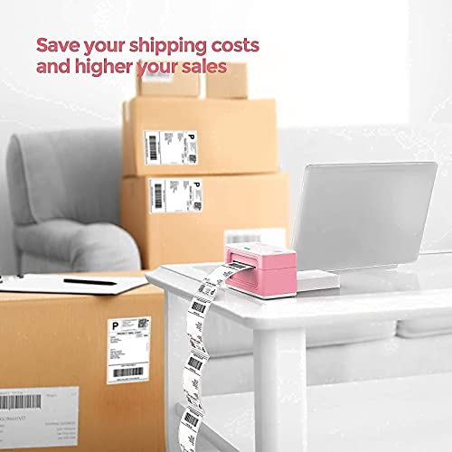 MUNBYN Pink Label Printer with Shipping Scale, Label Holder,Stack of Thermal Labels
