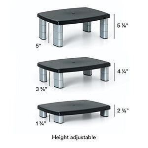 3M Adjustable Monitor Stand, 3-pack, Three Leg Segments Simply Adjust Height From 1" to 5 7/8", Sturdy Platform Holds Up to 80 lbs, 11-inch Space Between Columns for Storage, Silver/Black (MS80B-3PK)