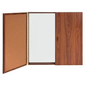 Ghent Conference Cabinet - Porcelain Magnetic Whiteboard w/Cork on Interior of Doors - Oak